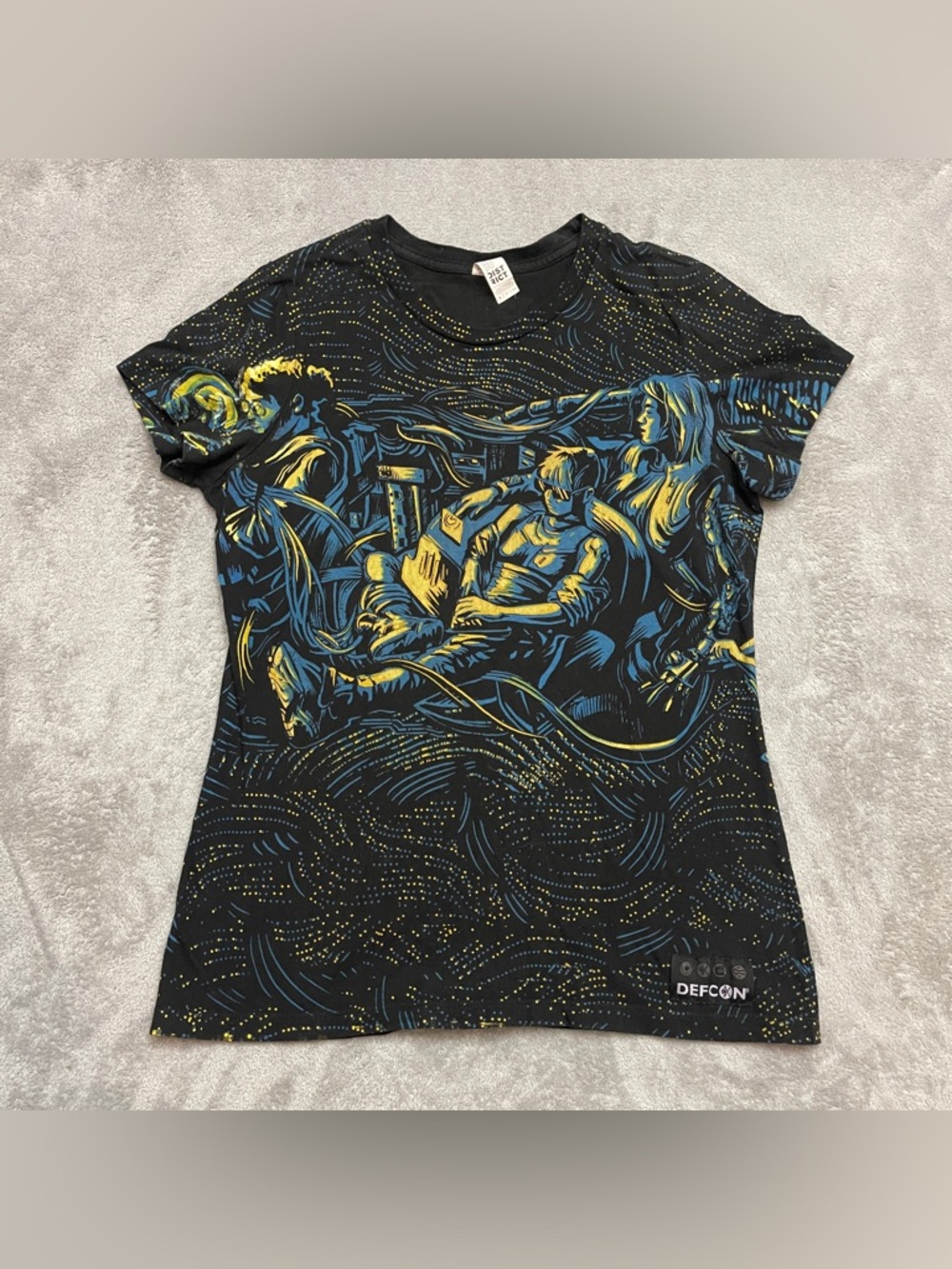 DEFCON DEF CON 27 All Over Print T-Shirt Womens Small Black Graphic Tee